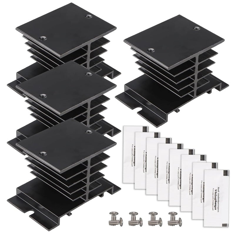 Weasch 4Pcs Single Phase Solid State Relay SSR Aluminum Heat Sink Dissipation Radiator Heatsinks Suitable for 10A-40A Relay (4) - Image 1